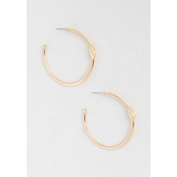 NTW Modcloth See everything Earrings gold hoops evil eye stone - Picture 1 of 2